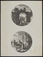 Landscape with architectural ruins and a cross