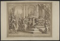 Julius Caesar guiding Cleopatra to the throne of Egypt