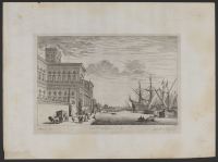 Ship in an urban harbour, with palace