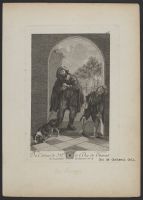 A blind beggar in a doorway