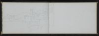 Sketch of Italian town with river (recto)
