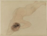 Étude de femme nue (Study of a female nude, lying face down) (recto)