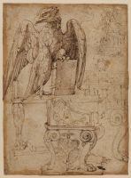 Studies of ecclesiastical furniture (recto)