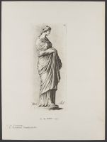 Profile view of standing female figure Plate 89 from Signorum veterum icones, 100 plates plus  title-page, of etchings after classical sculpture, dedicated to  Johannes Wtenbogaard and Constantijn Huygens