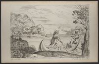 Landscape with two figures in a boat