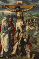 Christ on the Cross, with the Entombment in the background