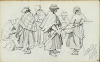 Group of standing and seated women (recto)