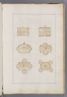 Page 34. Six ground plans of loggias for palaces.