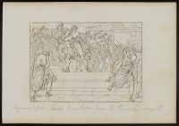 Tarquinius Superbus about to assassinate Servio Tullio by throwing him from the steps of the Campidoglio