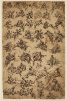 Sheet of figure studies (study for the ceiling of the Greenwich Hospital)