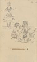 Page of a sketchbook - an actress on stage and orchestra