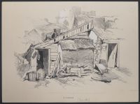 Farmhouse with a wheelbarrow