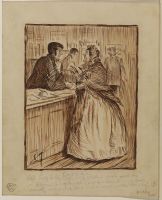 Woman and a telegraph clerk