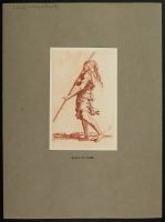 Figure of a warrior in a hat holding a staff