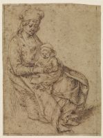 Seated woman holding a child on her lap