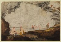 Diana and Actaeon with women bathing by a grotto in rocky landscape (recto)