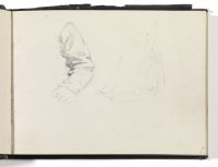 Study of a man's right arm and hand ; sketch of a sailing vessel