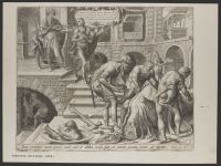 Servants butchering cattle in preparation for the banquet