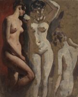 Three standing Female Nudes (recto)